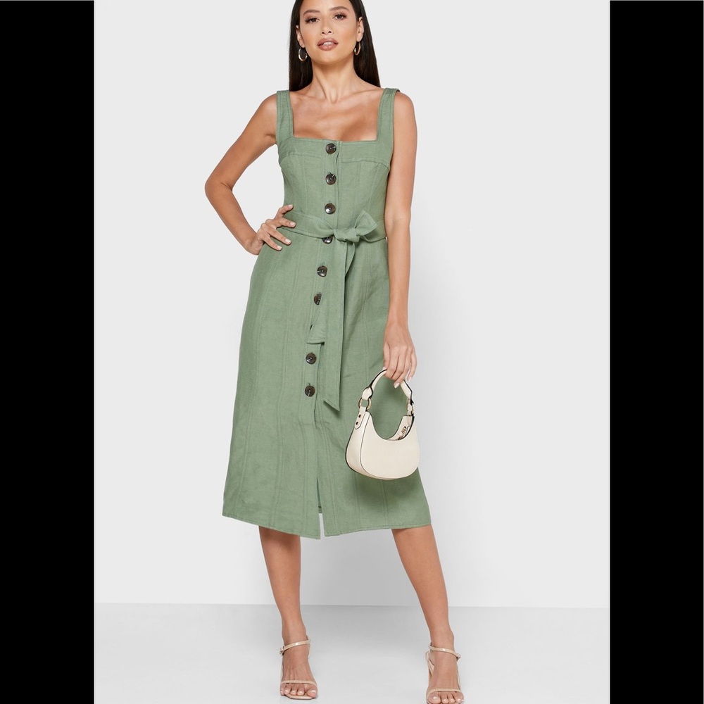 New C/MEO Collective  Occurence Linen-Blend MIDI Dress SZ Small  Retail $225